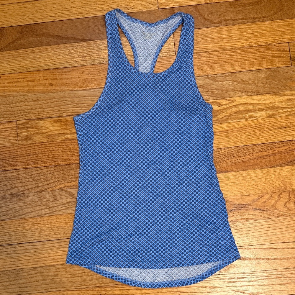 Tory Burch Blue Geometric Racerback Tank